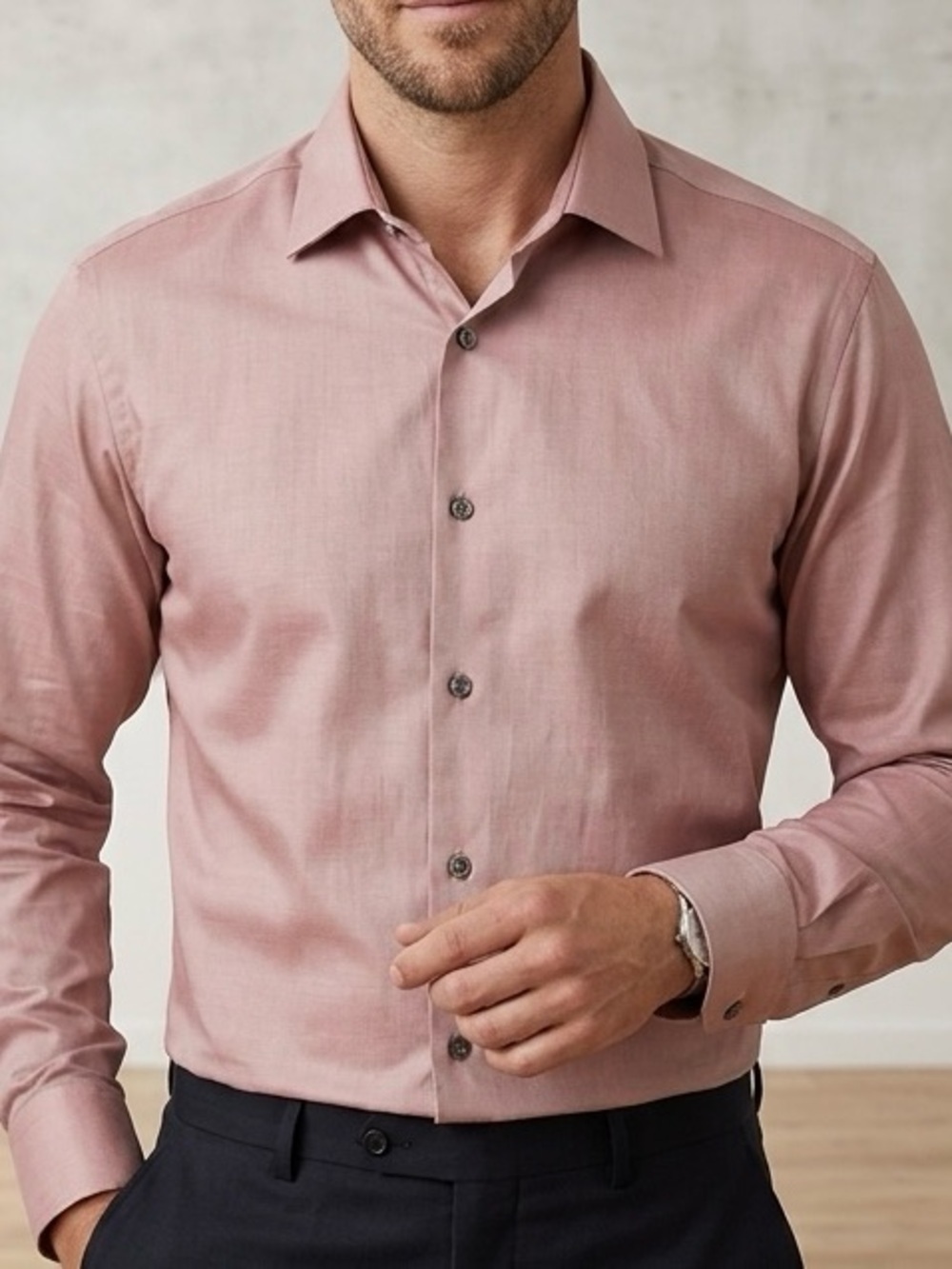MENS DRESS SHIRT PERRY ELLIS PINK DUSTY ROSE SIZE XL